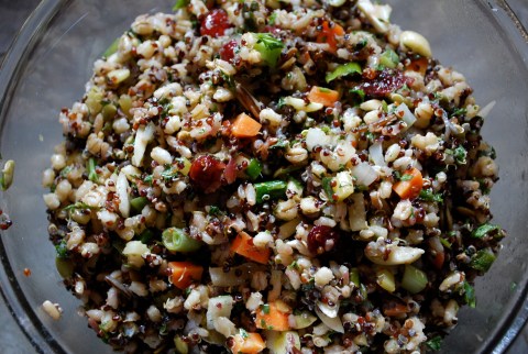 barley salad, vegan grain salad, rice salad, rice barley quinoa salad, vgourmet, Ruth Richardson, vegan food