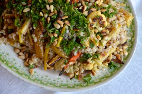 farro and winter vegetables